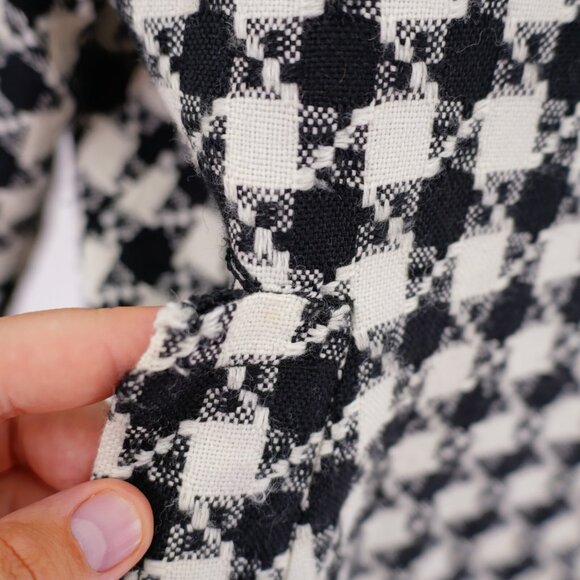 DAMAGED Rafaella Large Black White Tweed Plaid Sport Coat Wool Acrylic Polyester - Picture 4 of 12